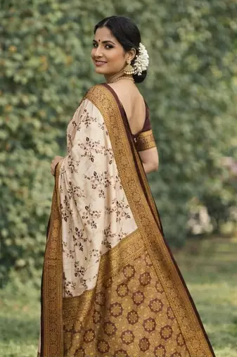 Banarasi Soft Silk Maroon & Gold Zari Woven Saree With blouse Set