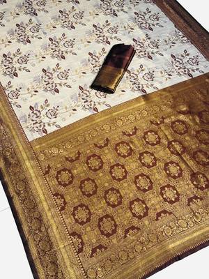 Banarasi Soft Silk Maroon & Gold Zari Woven Saree With blouse Set 3