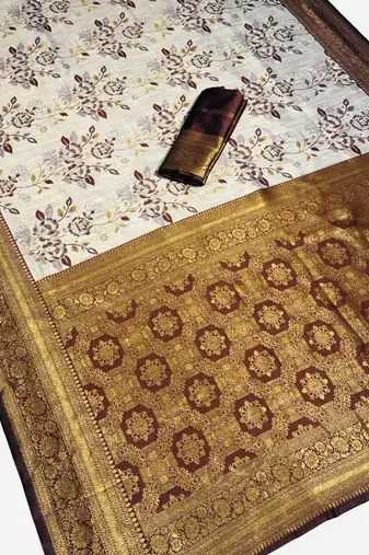 Banarasi Soft Silk Maroon & Gold Zari Woven Saree With blouse Set