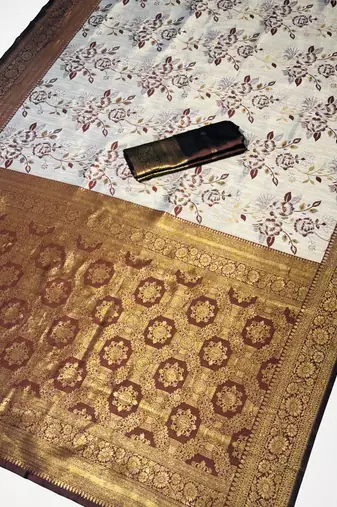 Banarasi Soft Silk Maroon & Gold Zari Woven Saree With blouse Set