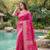 Rani Pink Raw Silk Saree with Silver Zari & Multicolor thread Woven Work | Festive Wear
