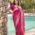 Rani Pink Raw Silk Saree with Silver Zari & Multicolor thread Woven Work | Festive Wear