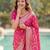 Rani Pink Raw Silk Saree with Silver Zari & Multicolor thread Woven Work | Festive Wear