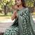 Green Raw Silk Saree with Silver Zari & Multicolor Woven Work | Festive Wear