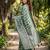 Green Raw Silk Saree with Silver Zari & Multicolor Woven Work | Festive Wear