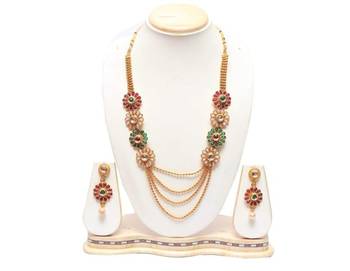 copper alloy multicolour necklace set with floral work 4