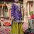 Purple embroidered chinon free size stitched palazzo style salwar suit