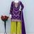 Purple embroidered chinon free size stitched palazzo style salwar suit