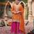 Orange embroidered chinon free size stitched palazzo style salwar suit