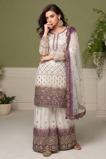 Purple georgette salwar suit for women pakistani style