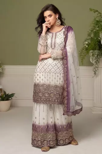 Purple georgette salwar suit for women pakistani style