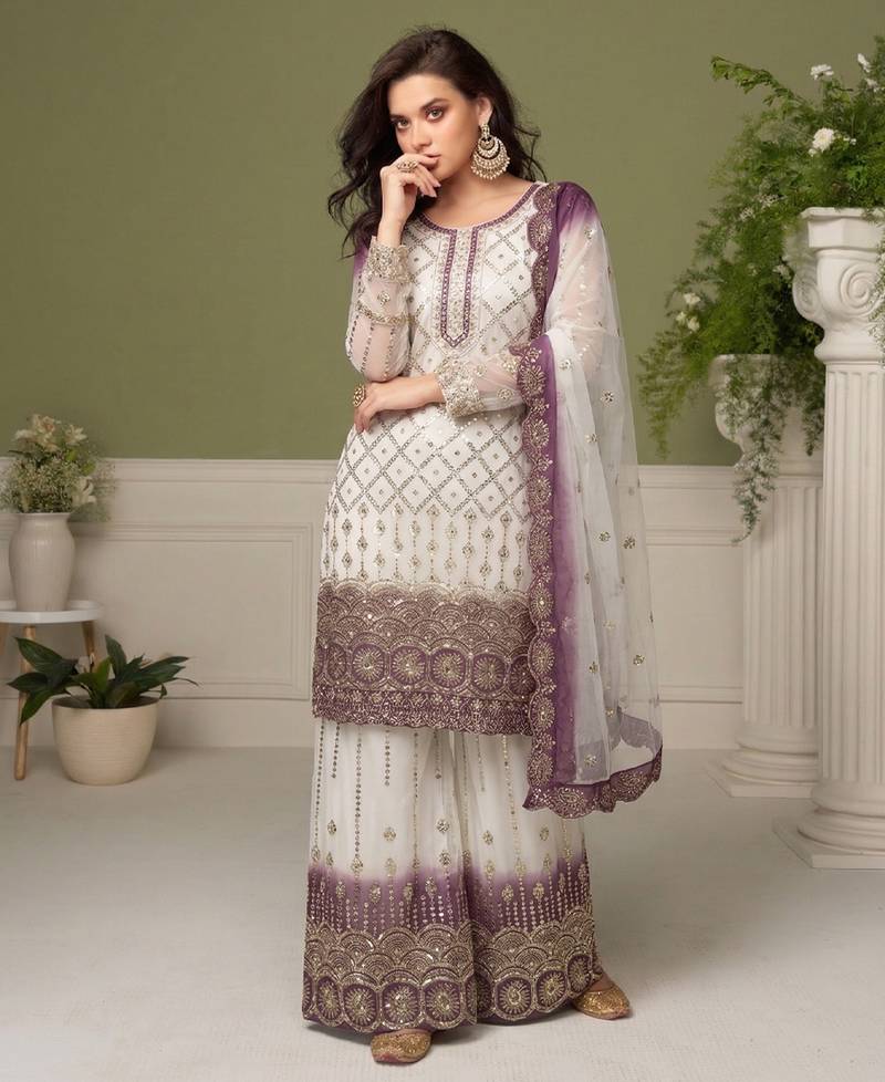 Purple georgette salwar suit for women pakistani style