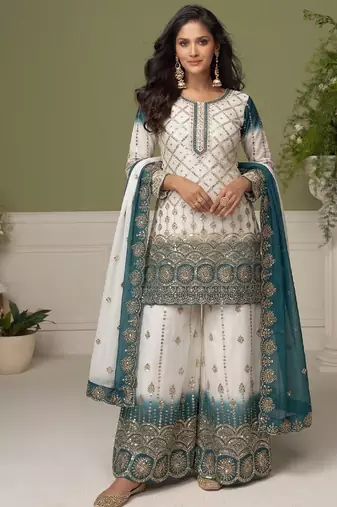 Sky blue georgette salwar suit for women pakistani style