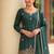 Green ethnic wear ready made chinon suit for women