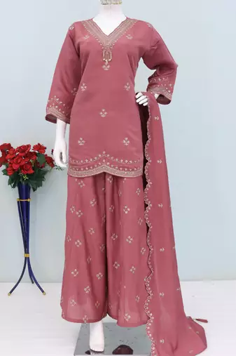 Roman silk pallazo suit for women wedding wear pink