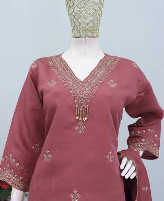 Roman silk pallazo suit for women wedding wear pink 3