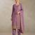 Lilac silk straight suit for women heavy embroidery work