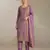 Lilac silk straight suit for women heavy embroidery work