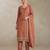 Peach silk straight suit for women heavy embroidery work