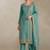 Sky blue silk straight suit for women heavy embroidery work