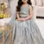 Grey georgette embroidered work wedding kids lehenga choli