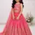Pink chinon silk embroidered work wedding kids lehenga choli