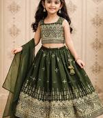 Designer georgette embroidered work wedding lehenga choli for kids