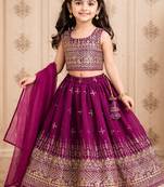 Designer georgette embroidered work wedding lehenga choli for kids
