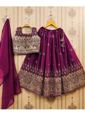 Designer georgette embroidered work wedding lehenga choli for kids 2