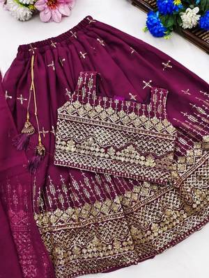 Designer georgette embroidered work wedding lehenga choli for kids 3