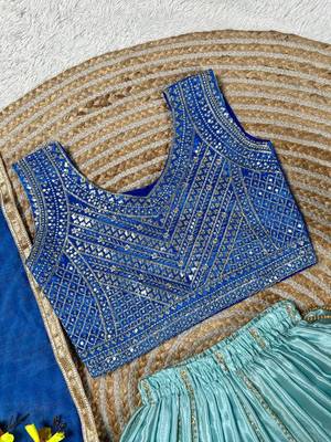 Designer chinon silk embroidered work wedding lehenga choli for kids 4