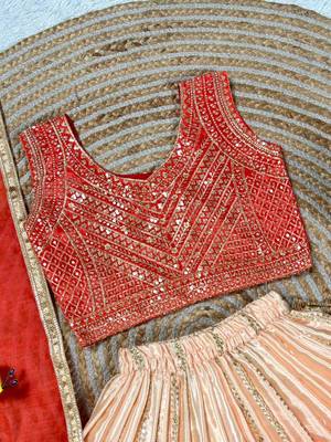 Designer chinon silk embroidered work wedding lehenga choli for kids 4