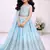 Skyblue chinon silk embroidered work wedding kids lehenga choli