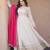 Off white cosmos real mirror with zari embroidered lace work flared gown with heavy dupatta