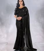 Pure georgette embellished sequinned party wear saree