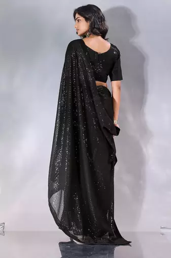 Pure georgette embellished sequinned party wear saree
