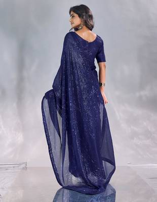 Pure georgette embellished sequinned party wear saree 2