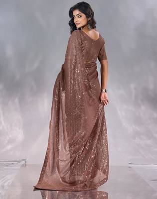 Pure georgette embellished sequinned party wear saree 2