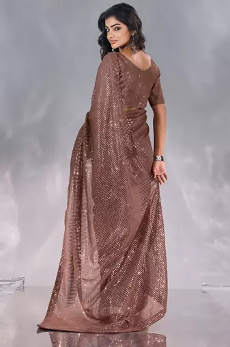 Pure georgette embellished sequinned party wear saree