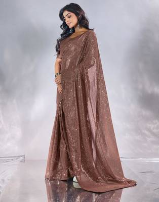 Pure georgette embellished sequinned party wear saree 3
