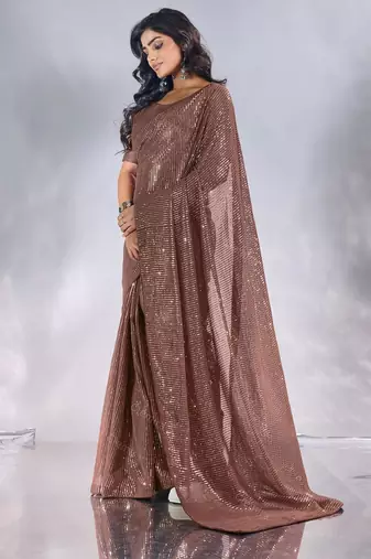 Pure georgette embellished sequinned party wear saree