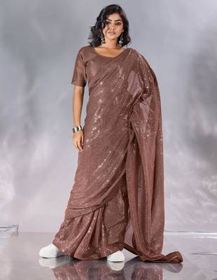 Pure georgette embellished sequinned party wear saree 5
