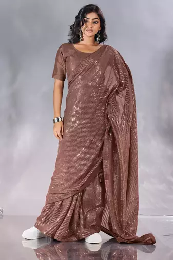 Pure georgette embellished sequinned party wear saree