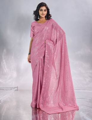 Pure georgette embellished sequinned party wear saree 1