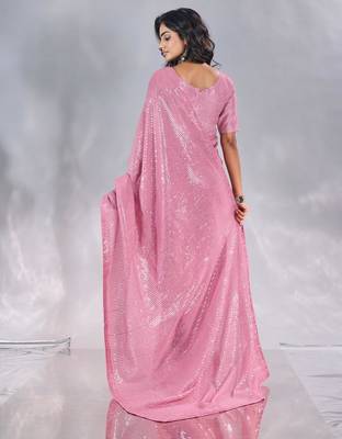 Pure georgette embellished sequinned party wear saree 3