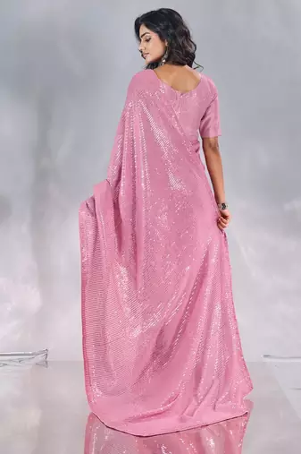 Pure georgette embellished sequinned party wear saree