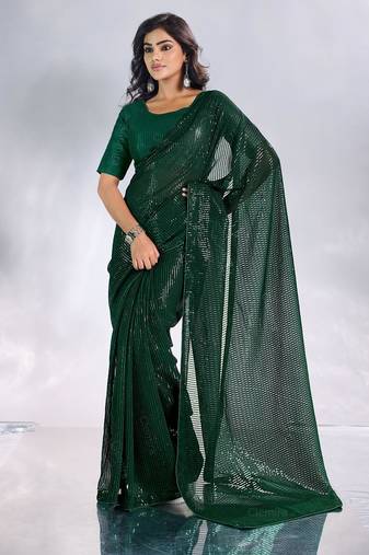 Pure georgette embellished sequinned party wear saree