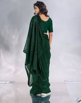 Pure georgette embellished sequinned party wear saree 2