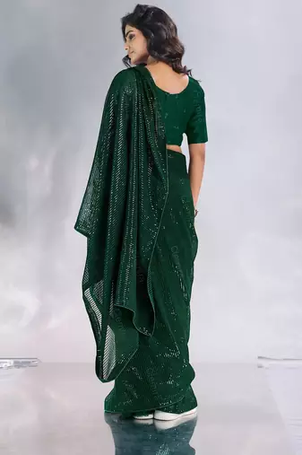 Pure georgette embellished sequinned party wear saree