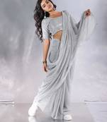 Pure georgette embellished sequinned party wear saree